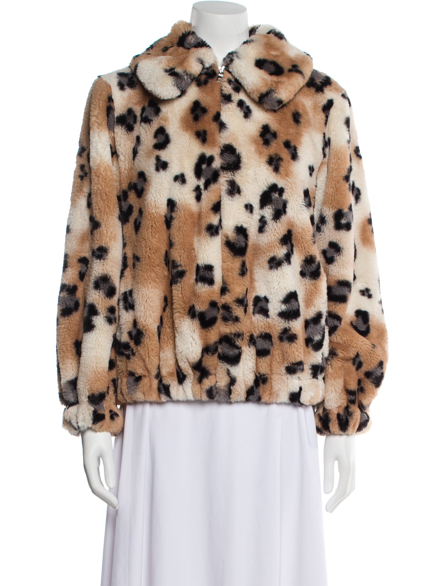 Rebecca Taylor Animal Print Faux Fur Jacket
