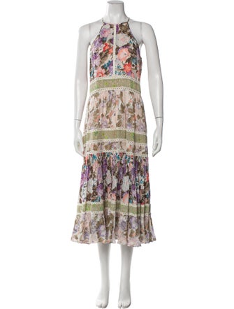 Rebecca Taylor Floral Print Midi Length Dress