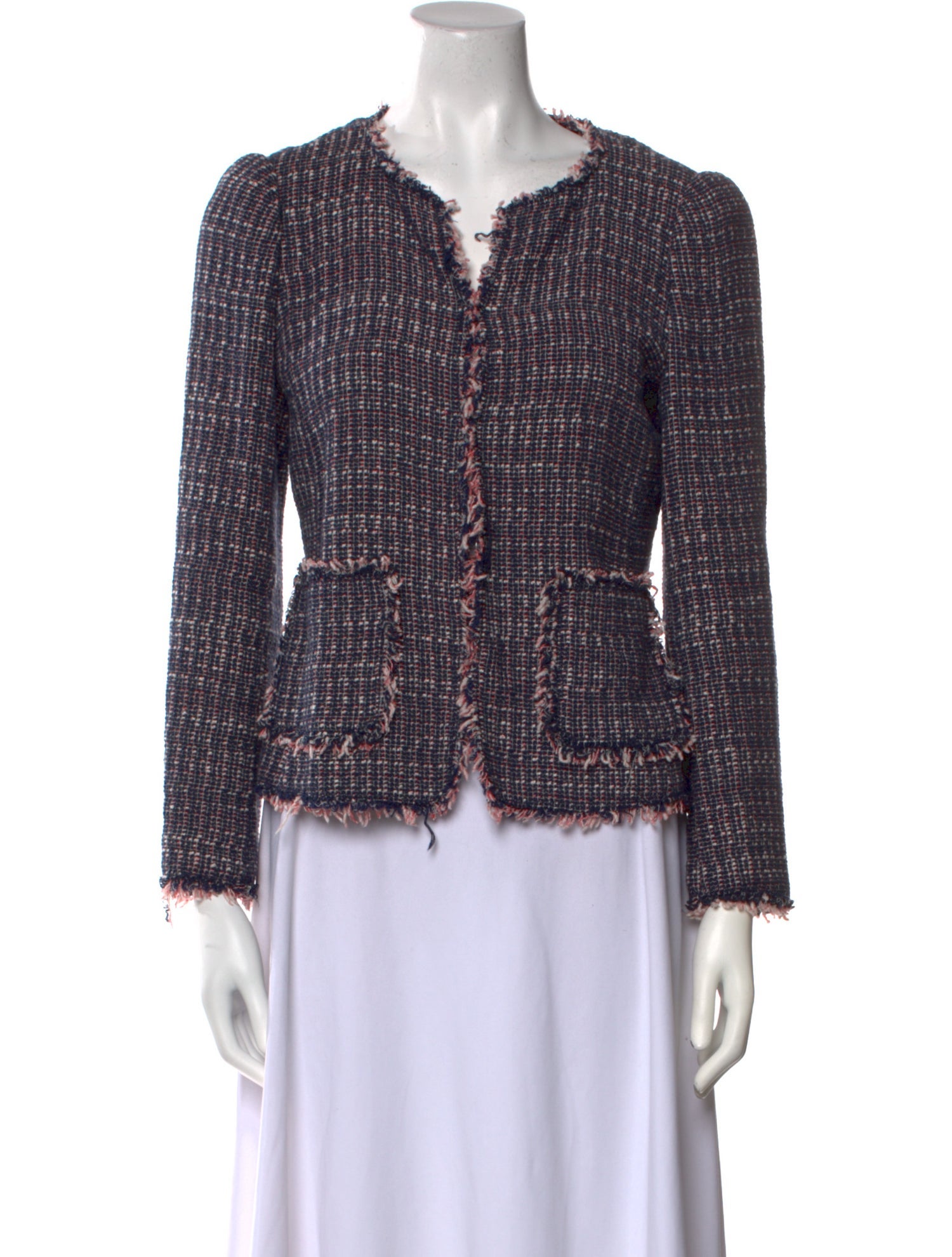 Rebecca Taylor Tweed Pattern V-Neck Sweater