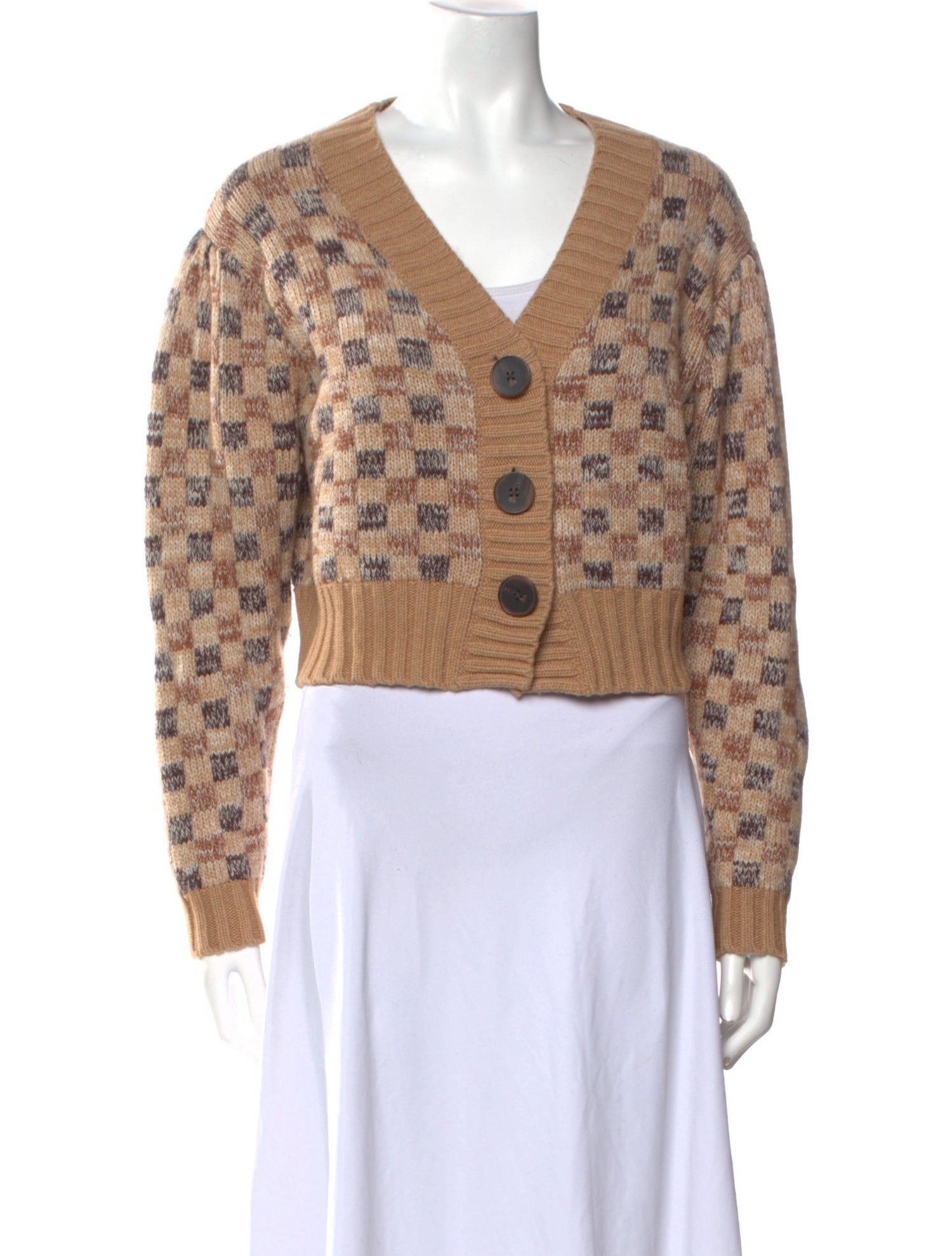 Rebecca Taylor Plaid Print V-Neck Sweater