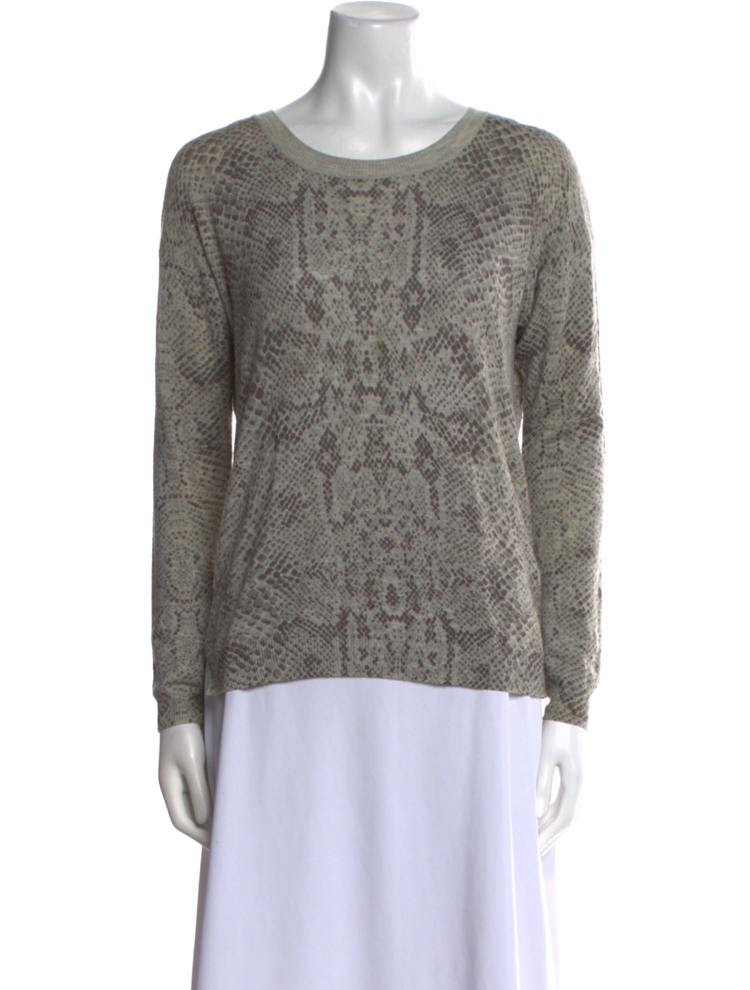 Rebecca Taylor Printed Scoop Neck Sweater