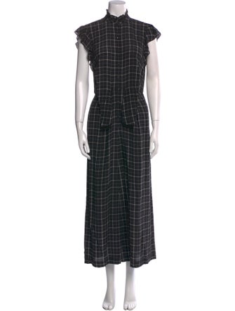 Rebecca Taylor Silk Plaid Print Jumpsuit