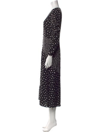 Rebecca Taylor Polka Dot Print Midi Length Dress