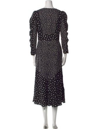 Rebecca Taylor Polka Dot Print Midi Length Dress