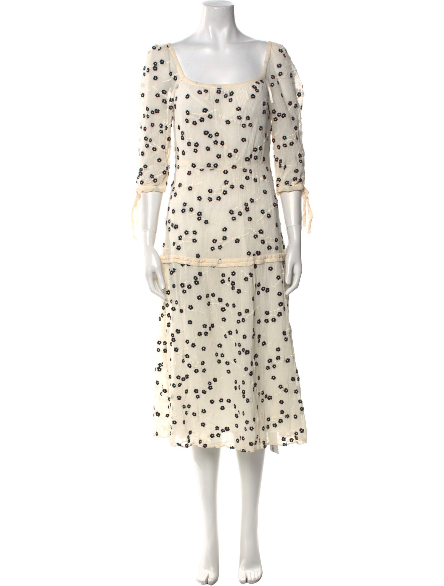 Rebecca Taylor Floral Print Midi Length Dress