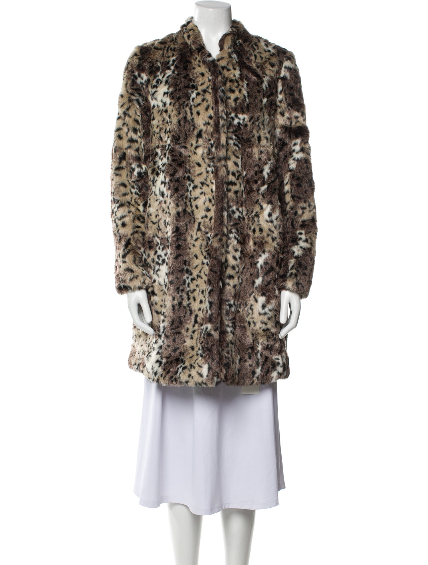 Rebecca Taylor Faux Fur Animal Print Faux Fur Coat