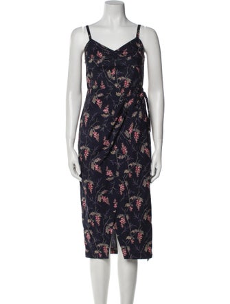 Rebecca Taylor Floral Print Midi Length Dress