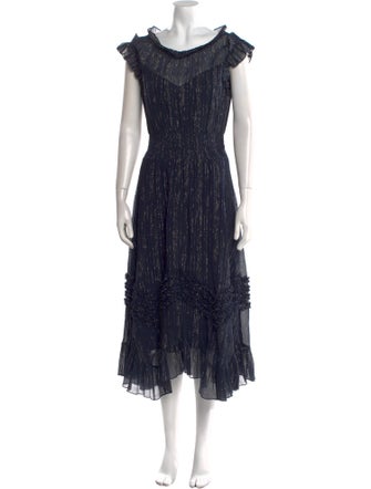 Rebecca Taylor Striped Midi Length Dress