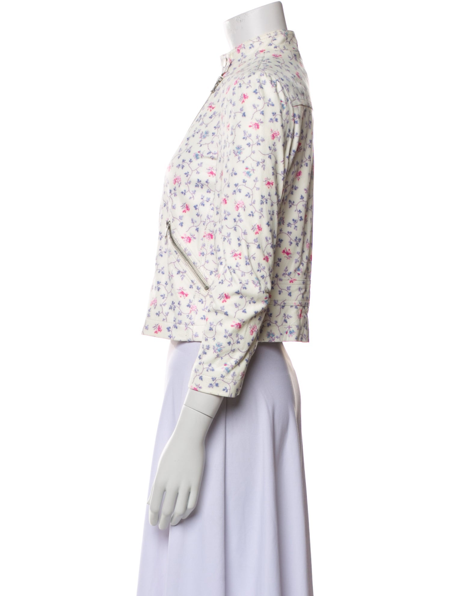 Rebecca Taylor Leather Floral Print Jacket