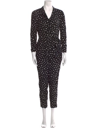 Rebecca Taylor Polka Dot Print V-Neck Jumpsuit