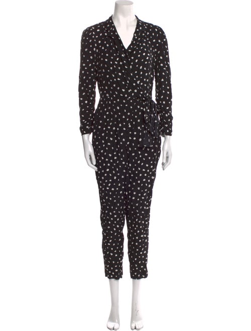 Rebecca Taylor Polka Dot Print V-Neck Jumpsuit