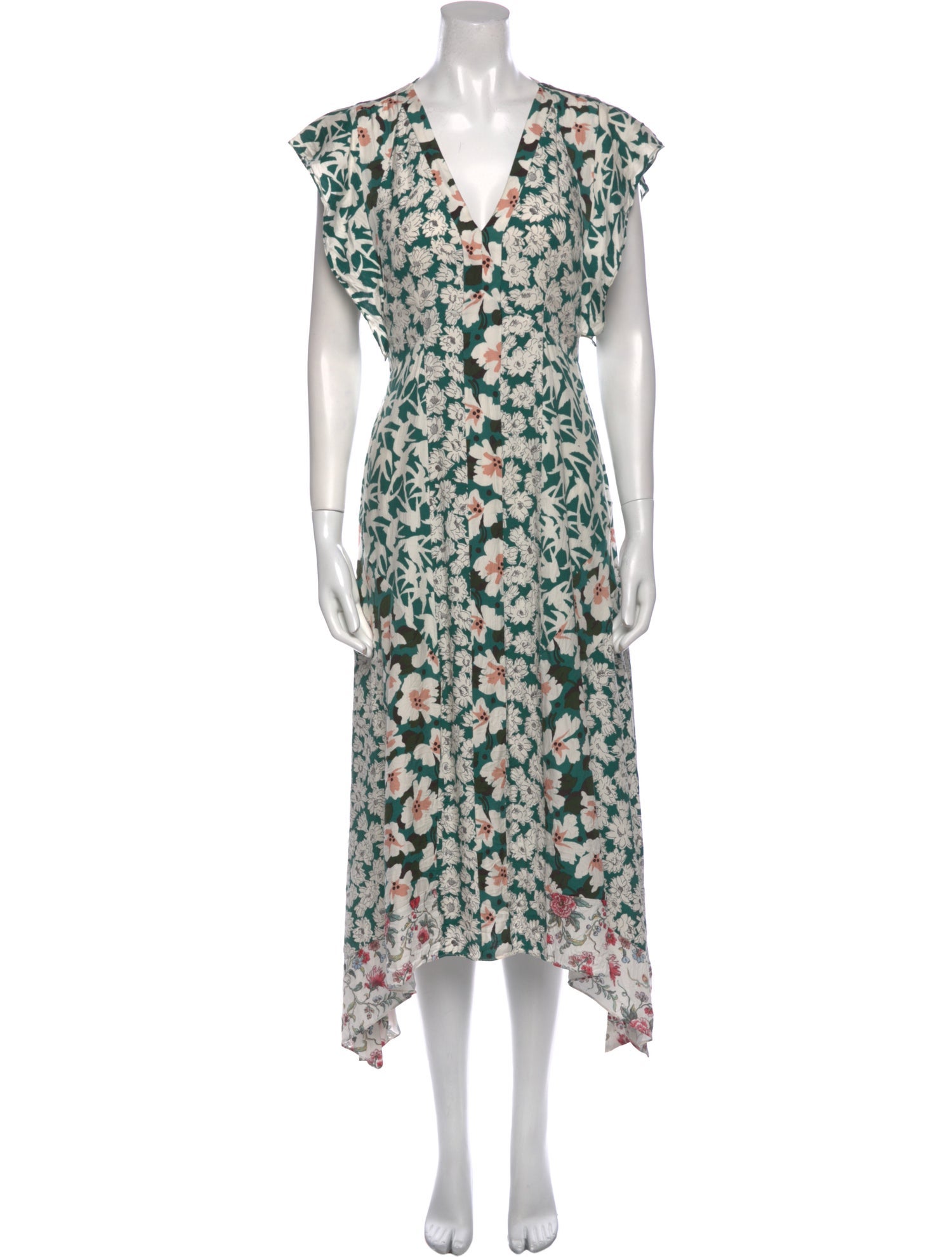Rebecca Taylor Floral Print Midi Length Dress