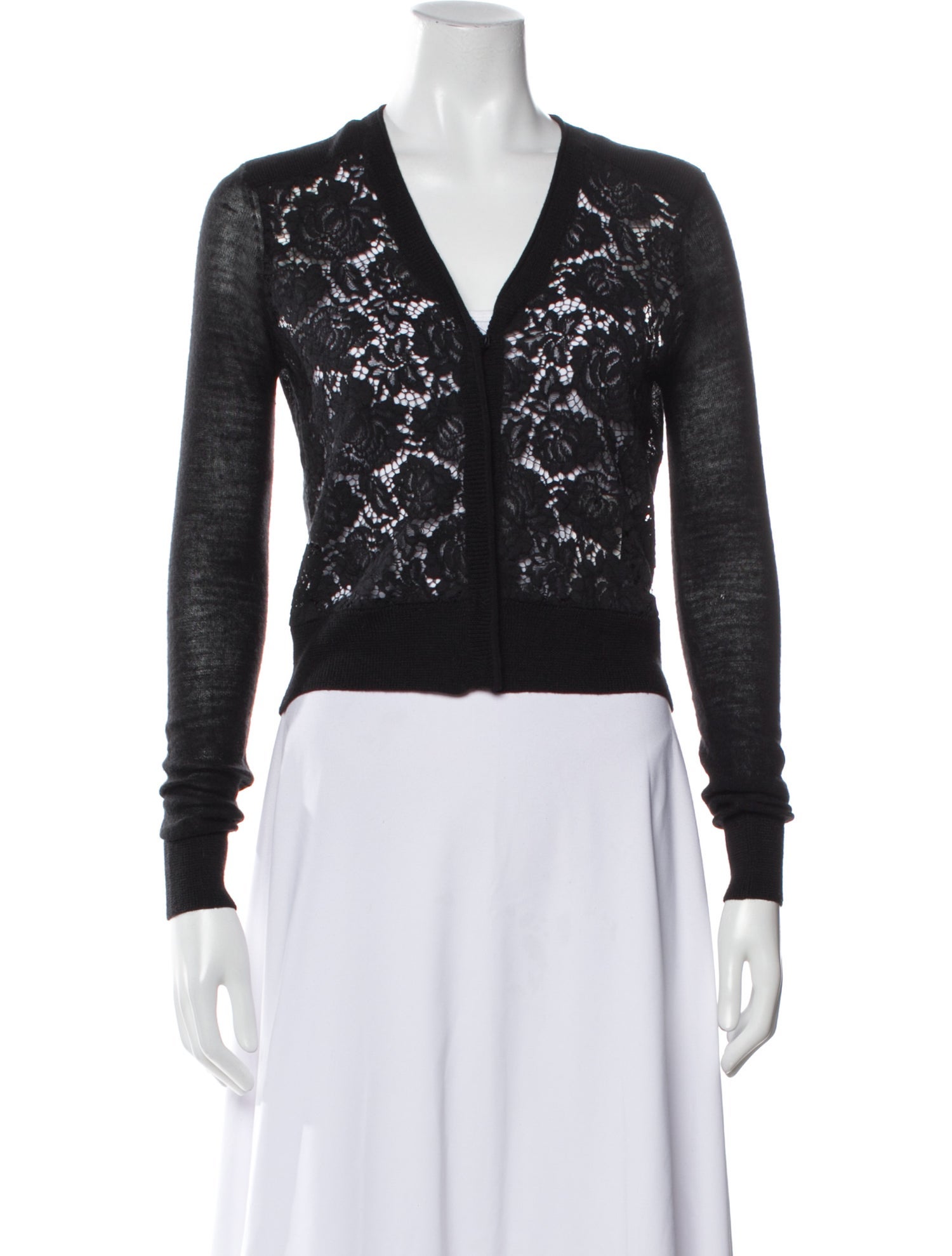 Rebecca Taylor Lace Pattern V-Neck Sweater