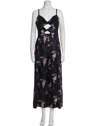 Rebecca Taylor Linen Floral Print Jumpsuit