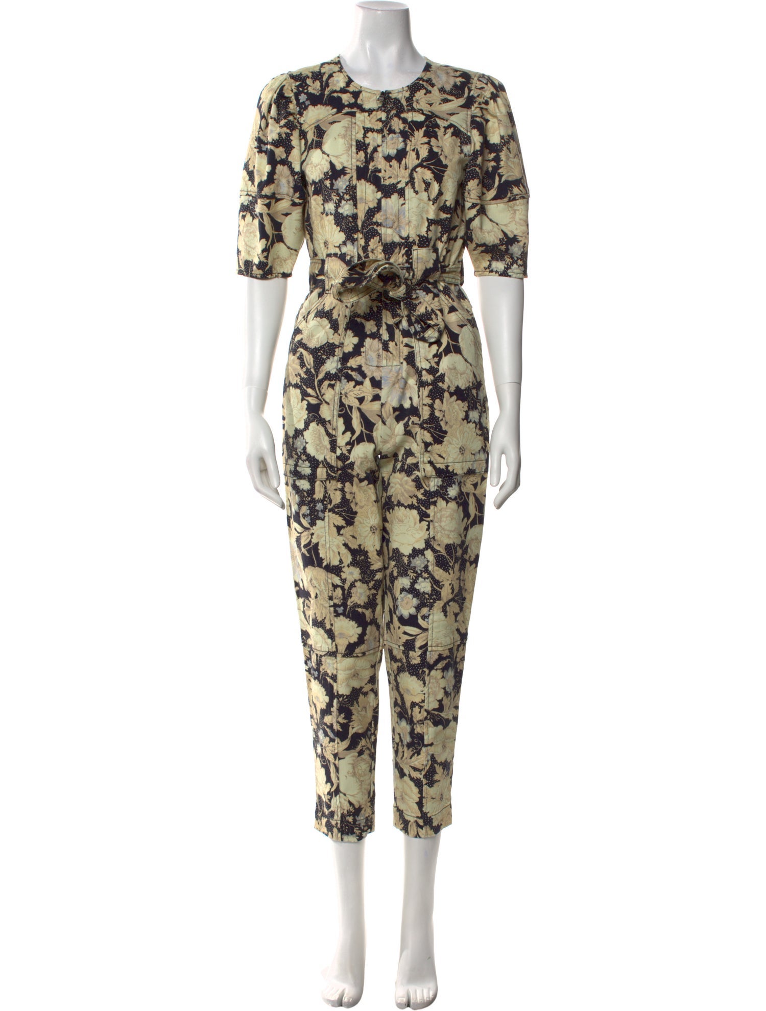 Rebecca Taylor Floral Print Crew Neck Jumpsuit