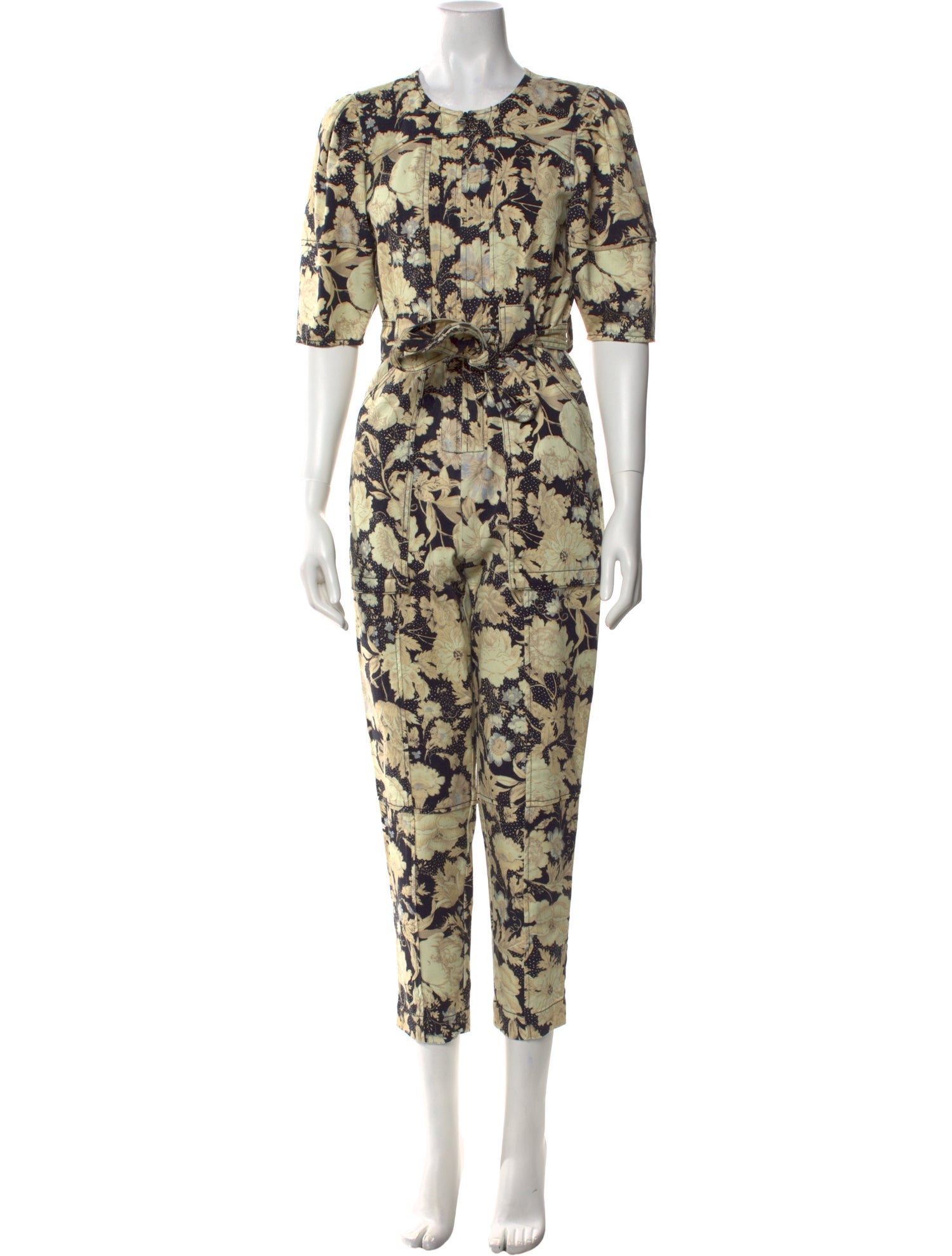 Rebecca Taylor Floral Print Crew Neck Jumpsuit