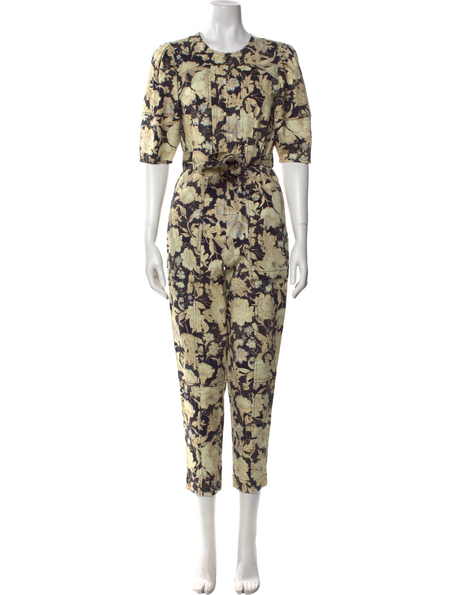 Rebecca Taylor Floral Print Crew Neck Jumpsuit