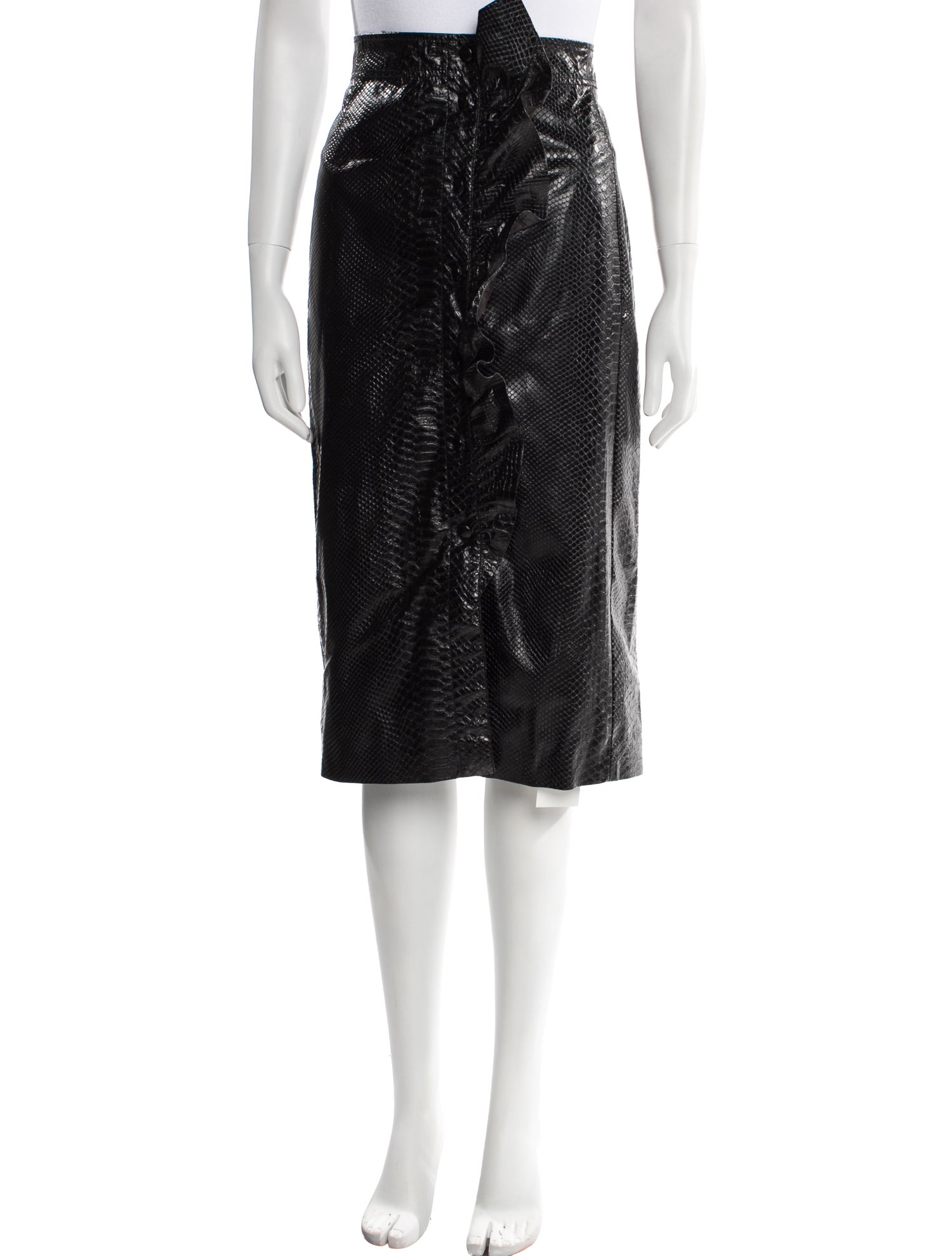 Rebecca Taylor Faux Leather Midi Length Skirt