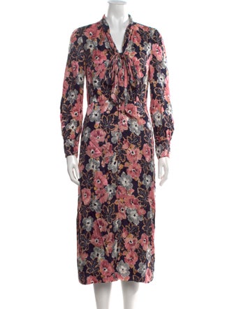 Rebecca Taylor Floral Print Midi Length Dress