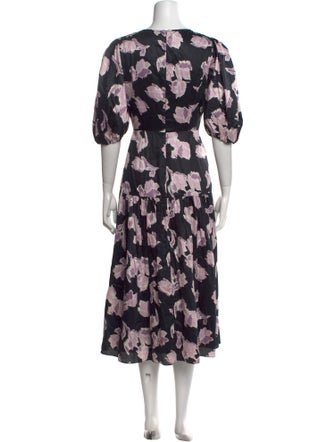 Rebecca Taylor Floral Print Midi Length Dress