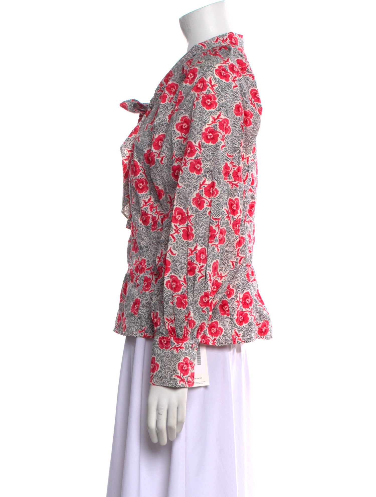 Rebecca Taylor Floral Print Tie Neck Sweatshirt