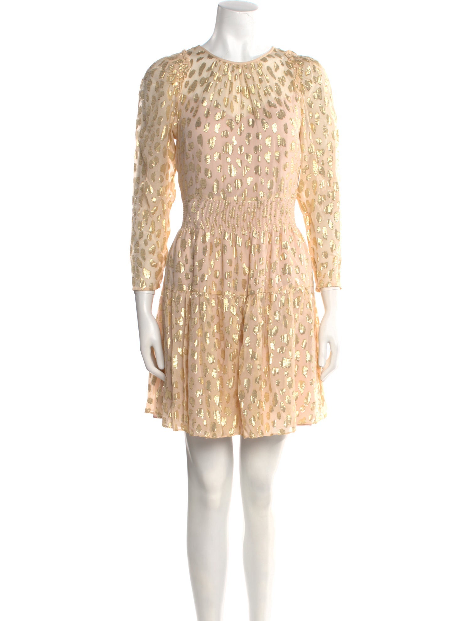 Rebecca Taylor Silk Mini Dress in Metallic/Pink, Women's US 2 | Xs