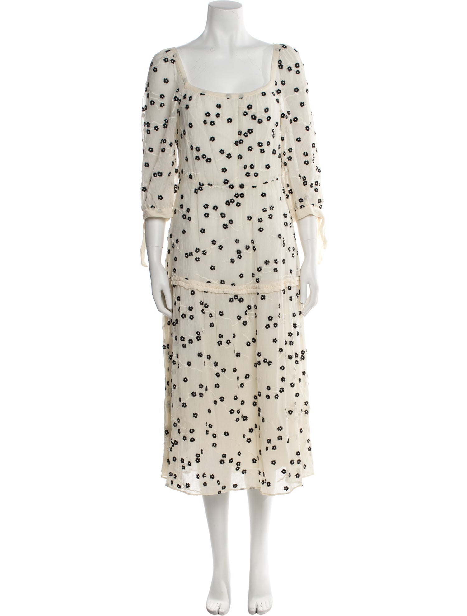 Rebecca Taylor Polka Dot Print Midi Length Dress
