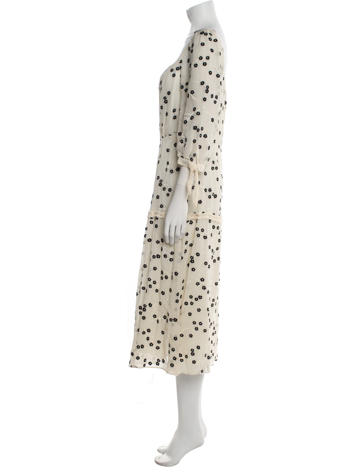 Rebecca Taylor Polka Dot Print Midi Length Dress