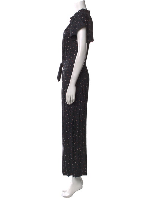 Rebecca Taylor Polka Dot Print Crew Neck Jumpsuit