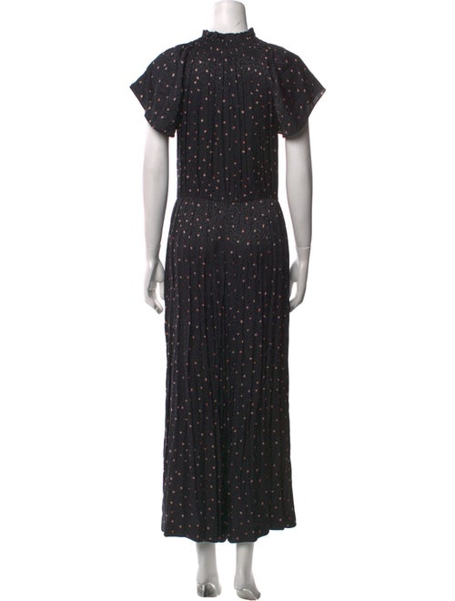 Rebecca Taylor Polka Dot Print Crew Neck Jumpsuit