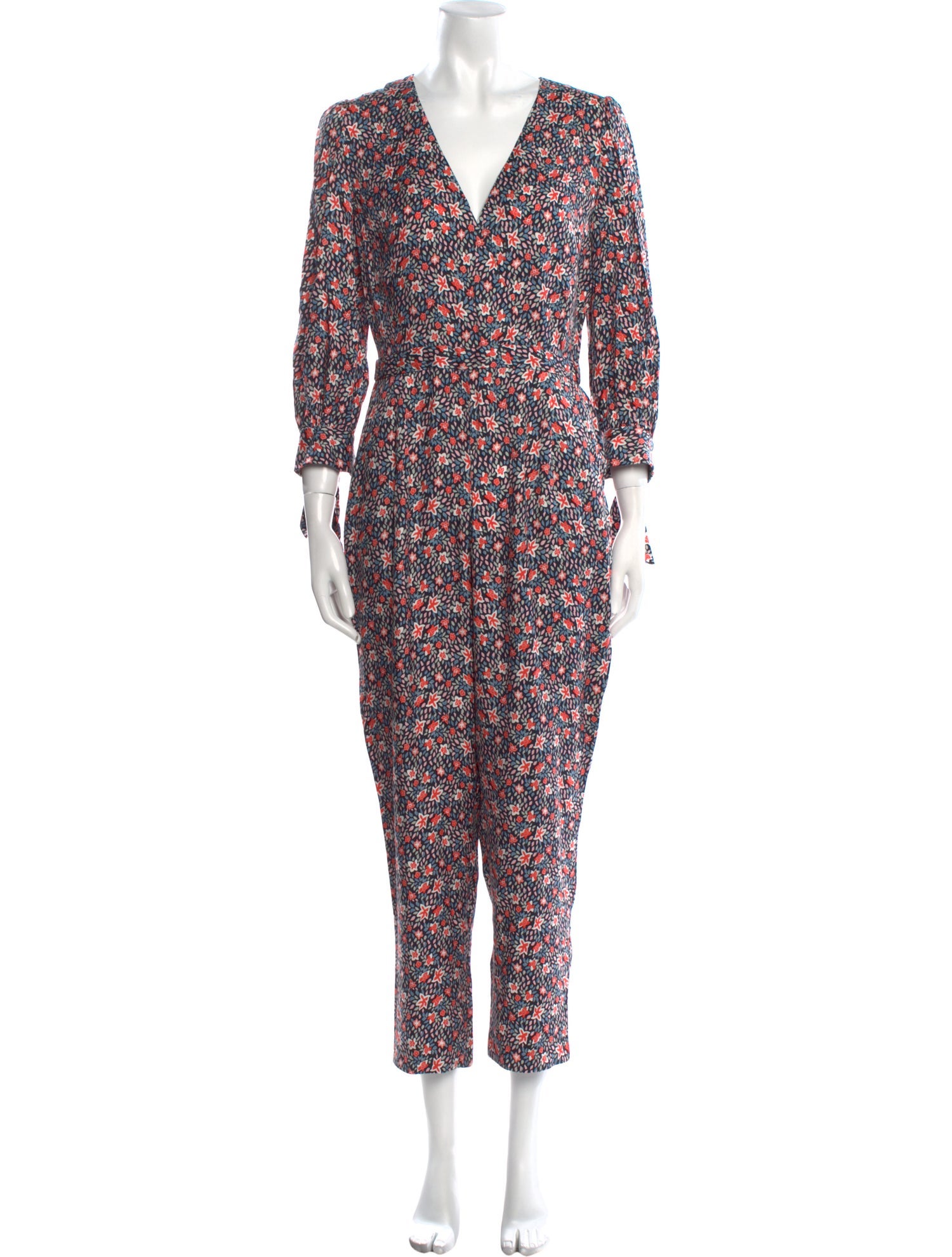 Rebecca Taylor Floral Print Plunge Neckline Jumpsuit