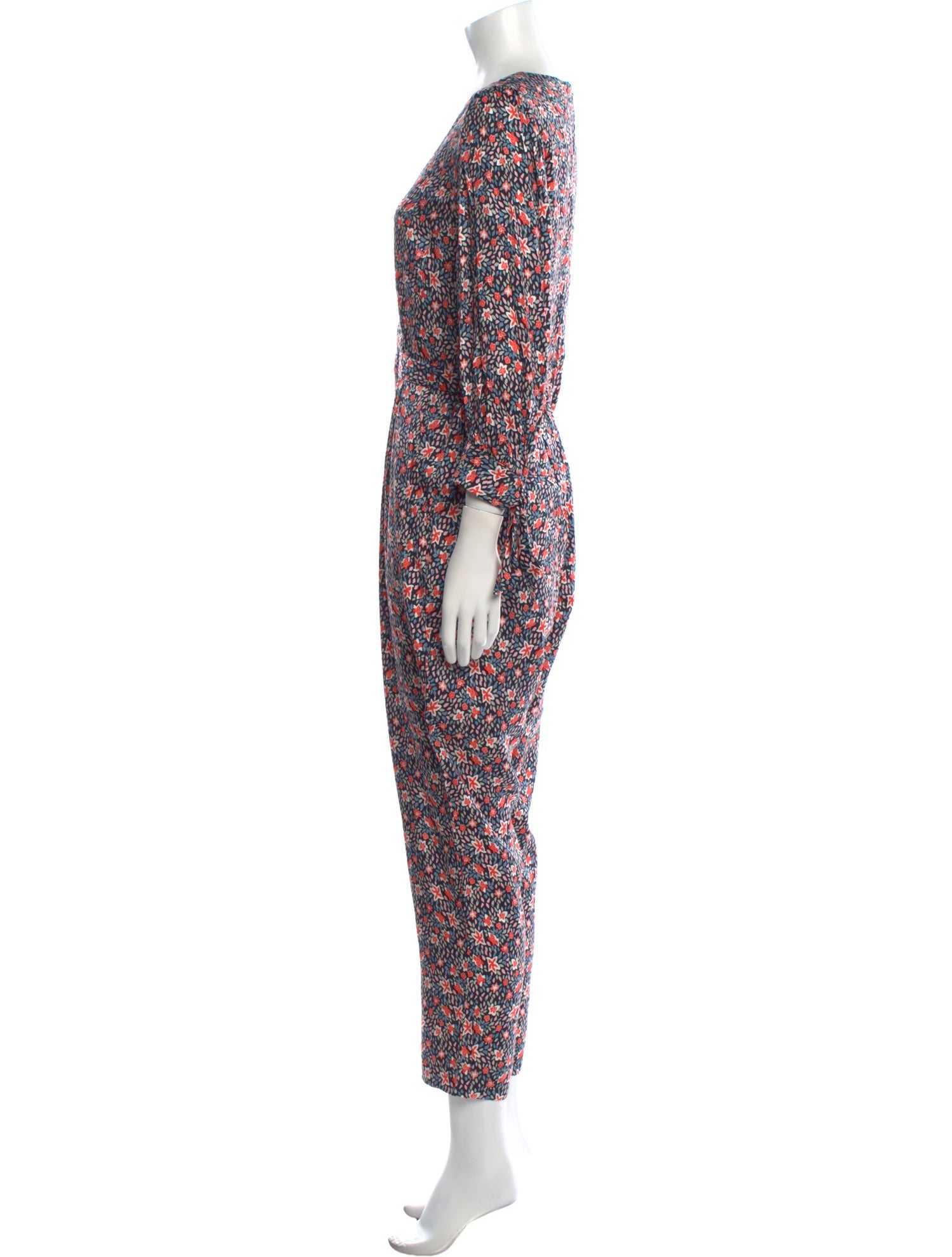 Rebecca Taylor Floral Print Plunge Neckline Jumpsuit