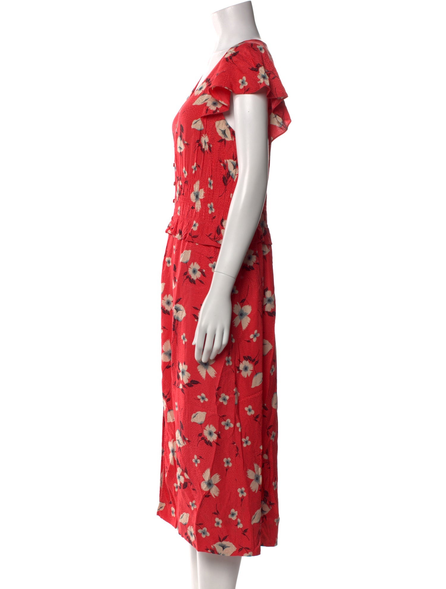 Rebecca Taylor Floral Print Midi Length Dress