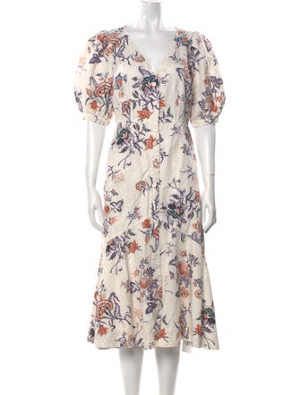 Rebecca Taylor Floral Print Midi Length Dress