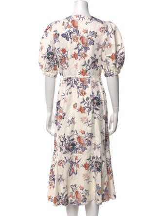 Rebecca Taylor Floral Print Midi Length Dress