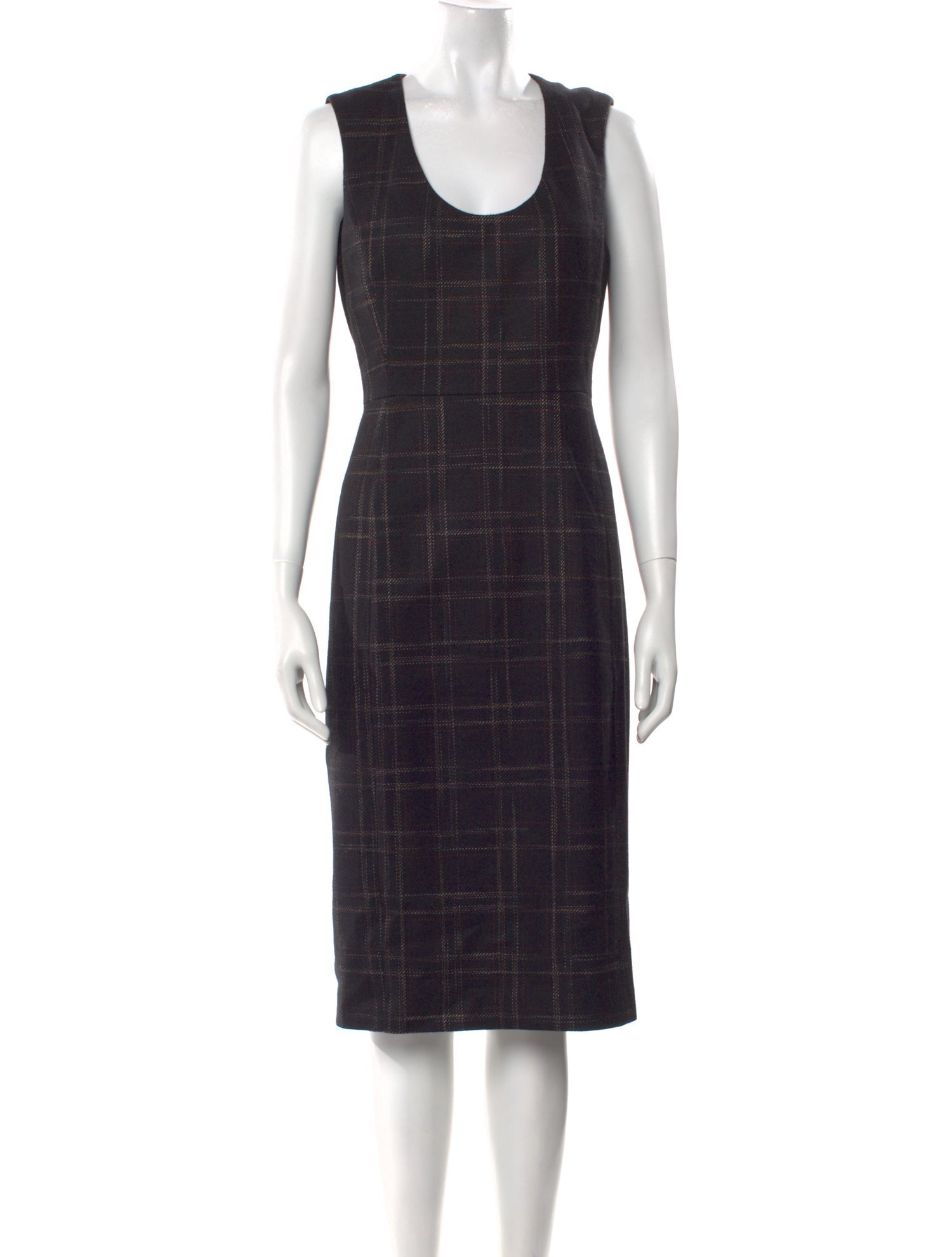 Rebecca Taylor Plaid Print Midi Length Dress