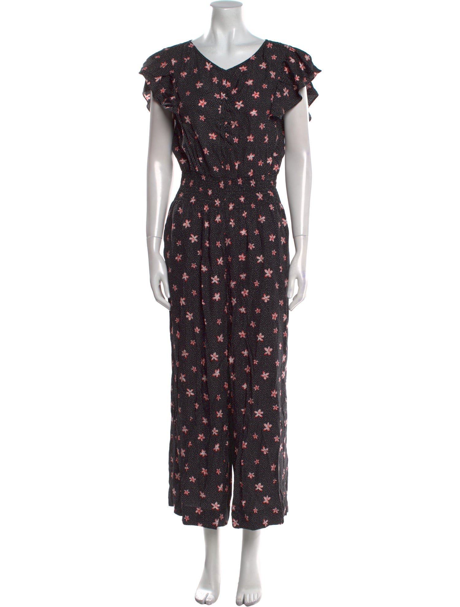 Rebecca Taylor Floral Print V-Neck Jumpsuit