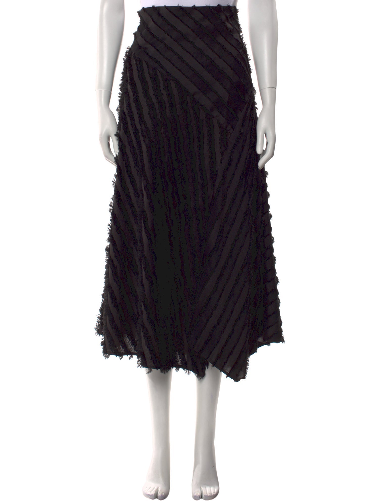 Rebecca Taylor Fringe Trim Accent Midi Length Skirt