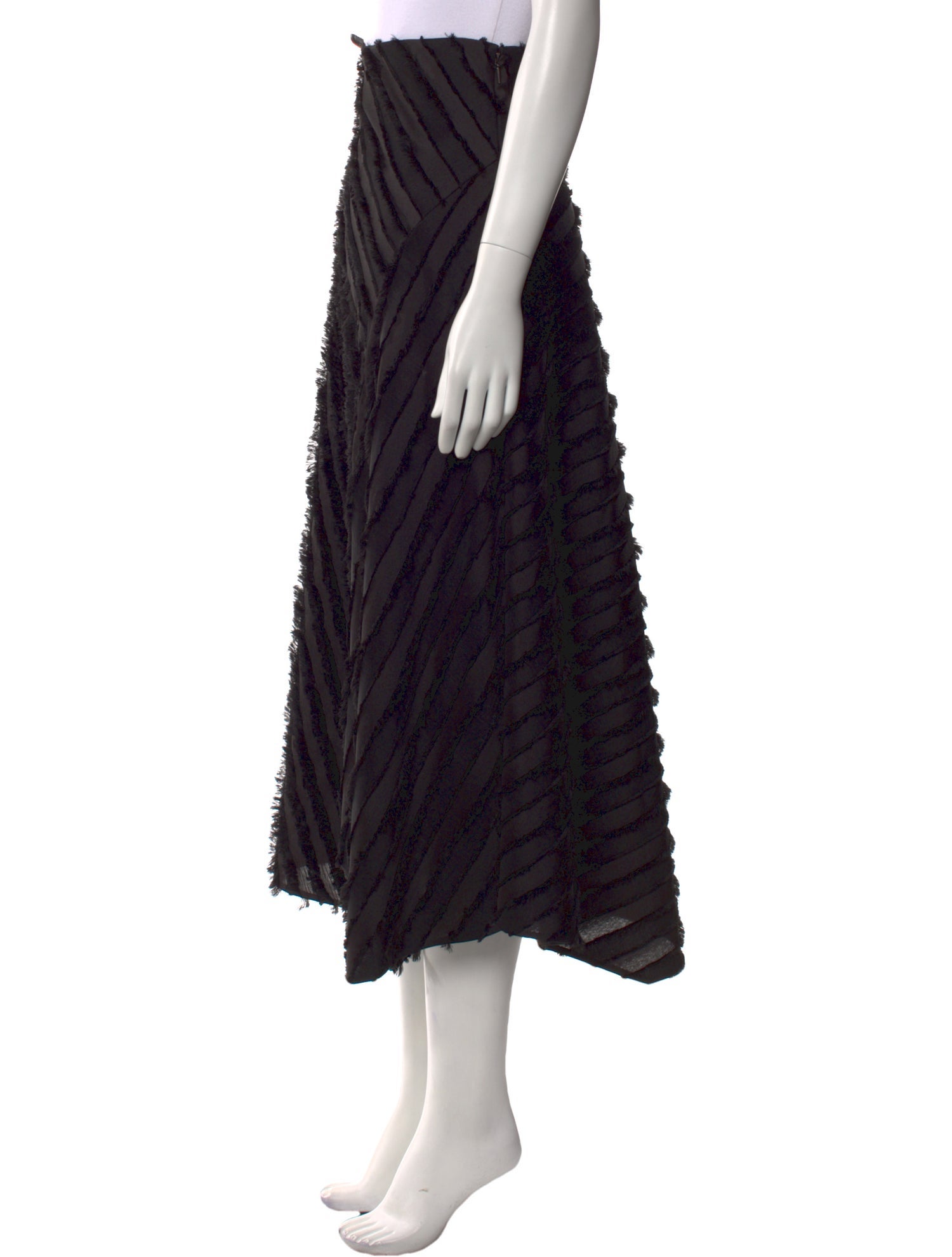 Rebecca Taylor Fringe Trim Accent Midi Length Skirt