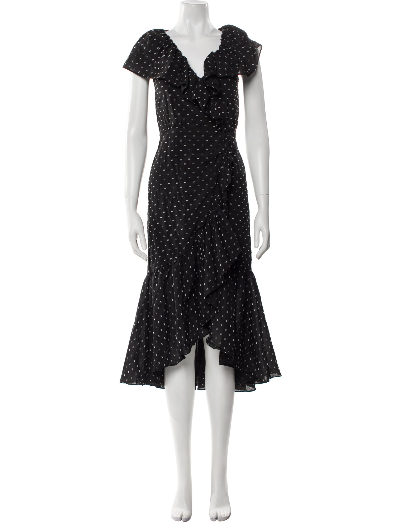Rebecca Taylor Polka Dot Print Midi Length Dress