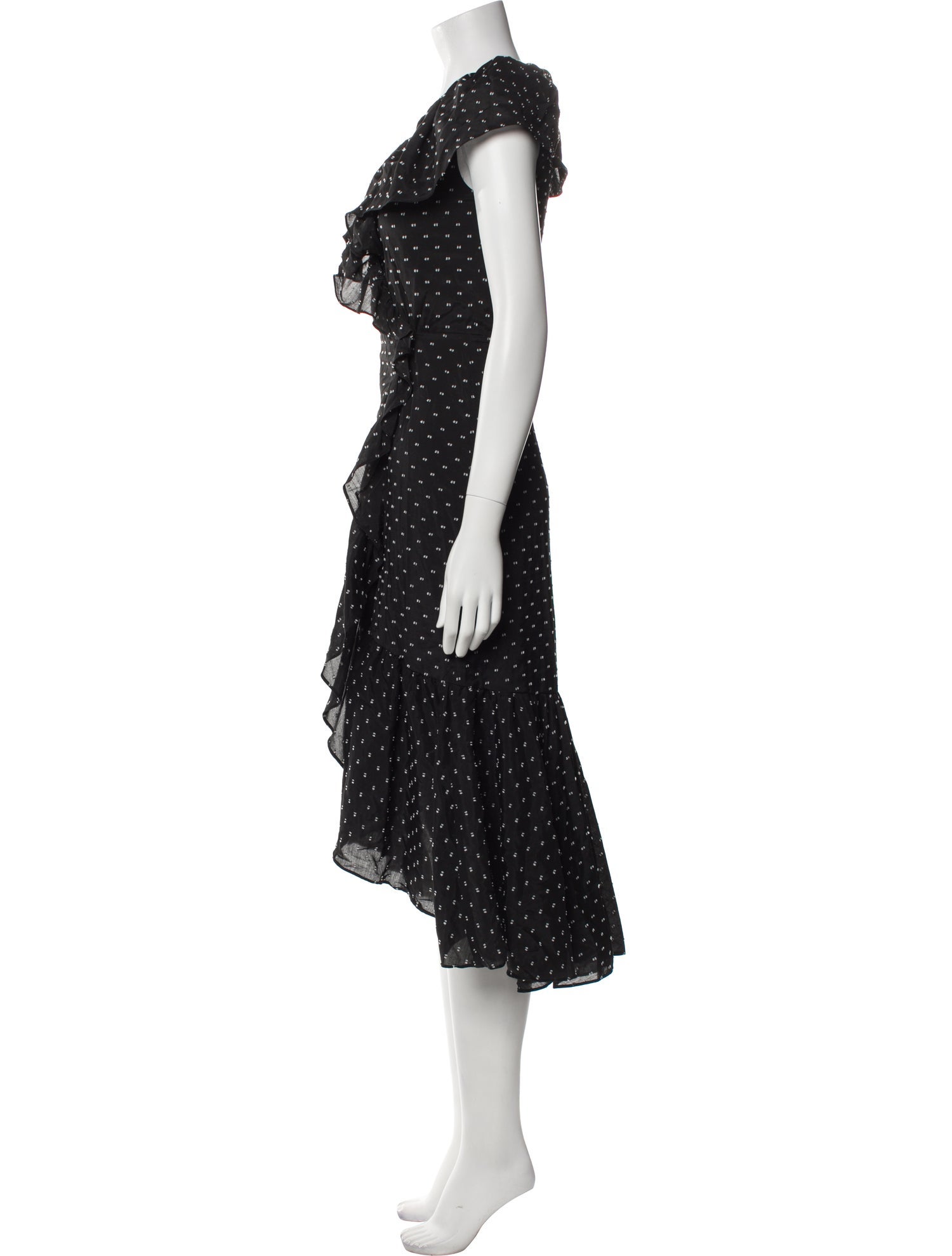 Rebecca Taylor Polka Dot Print Midi Length Dress