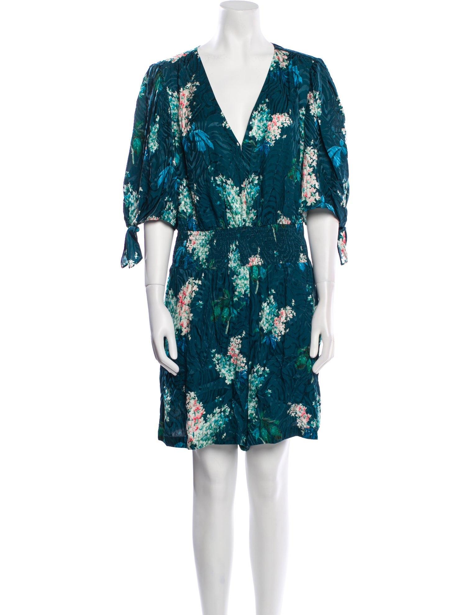 Rebecca Taylor Floral Print V-Neck Romper