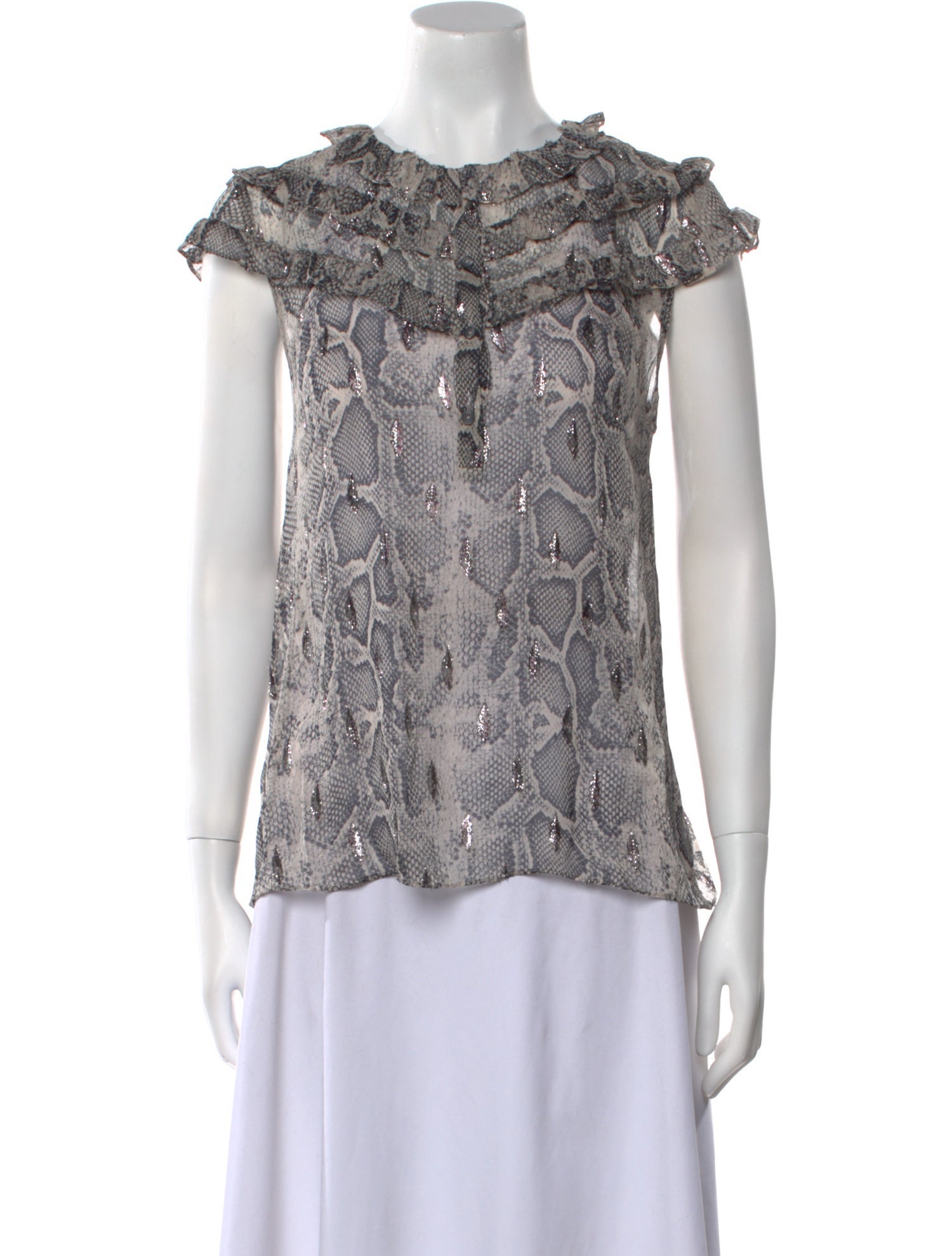 Rebecca Taylor Animal Print Crew Neck Blouse