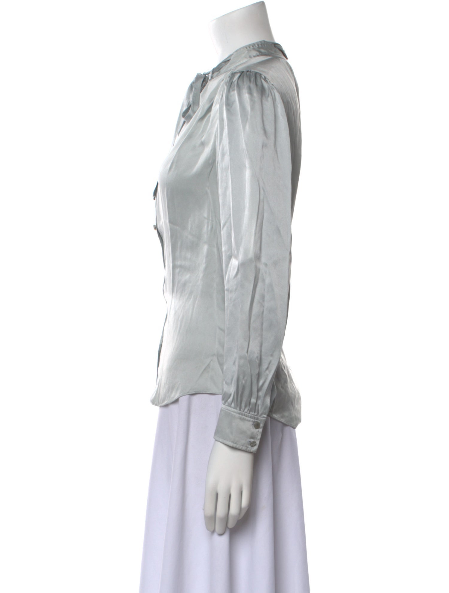 Rebecca Taylor Silk Mock Neck Button-Up Top