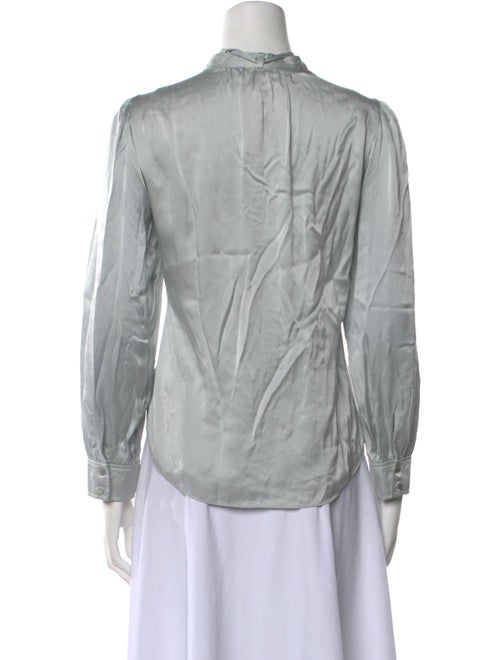 Rebecca Taylor Silk Mock Neck Button-Up Top