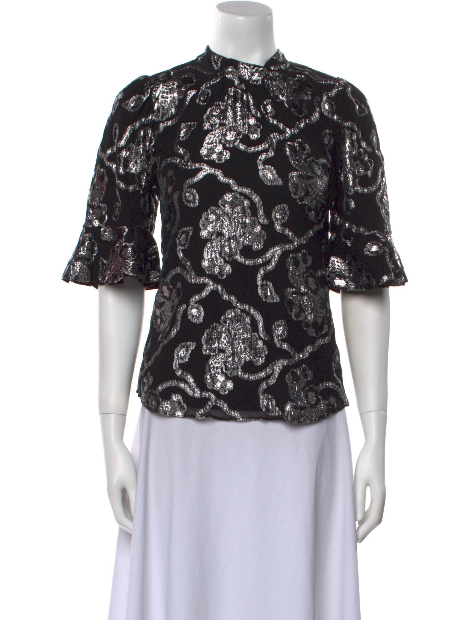 Rebecca Taylor Silk Lace Pattern Blouse