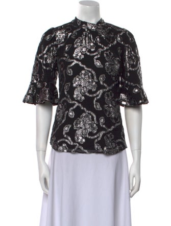 Rebecca Taylor Silk Lace Pattern Blouse