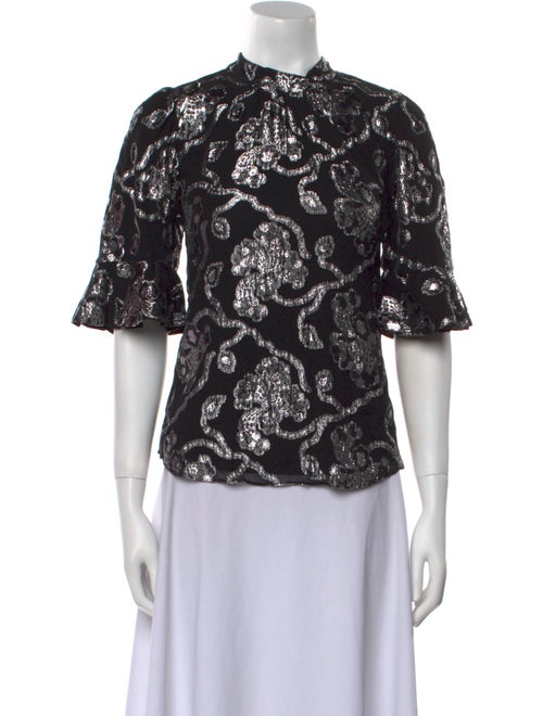 Rebecca Taylor Silk Lace Pattern Blouse