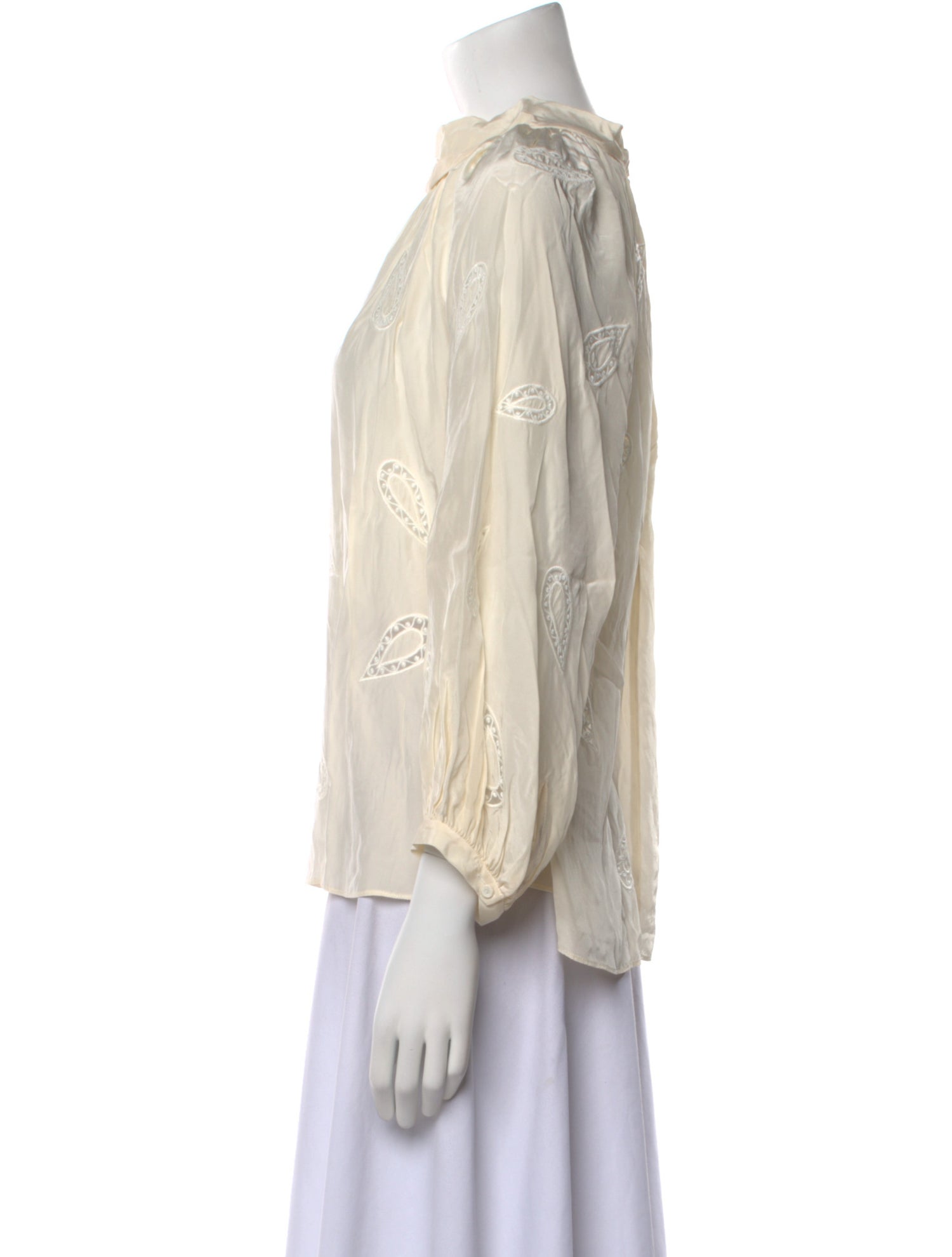 Rebecca Taylor Lace Pattern Mock Neck Blouse