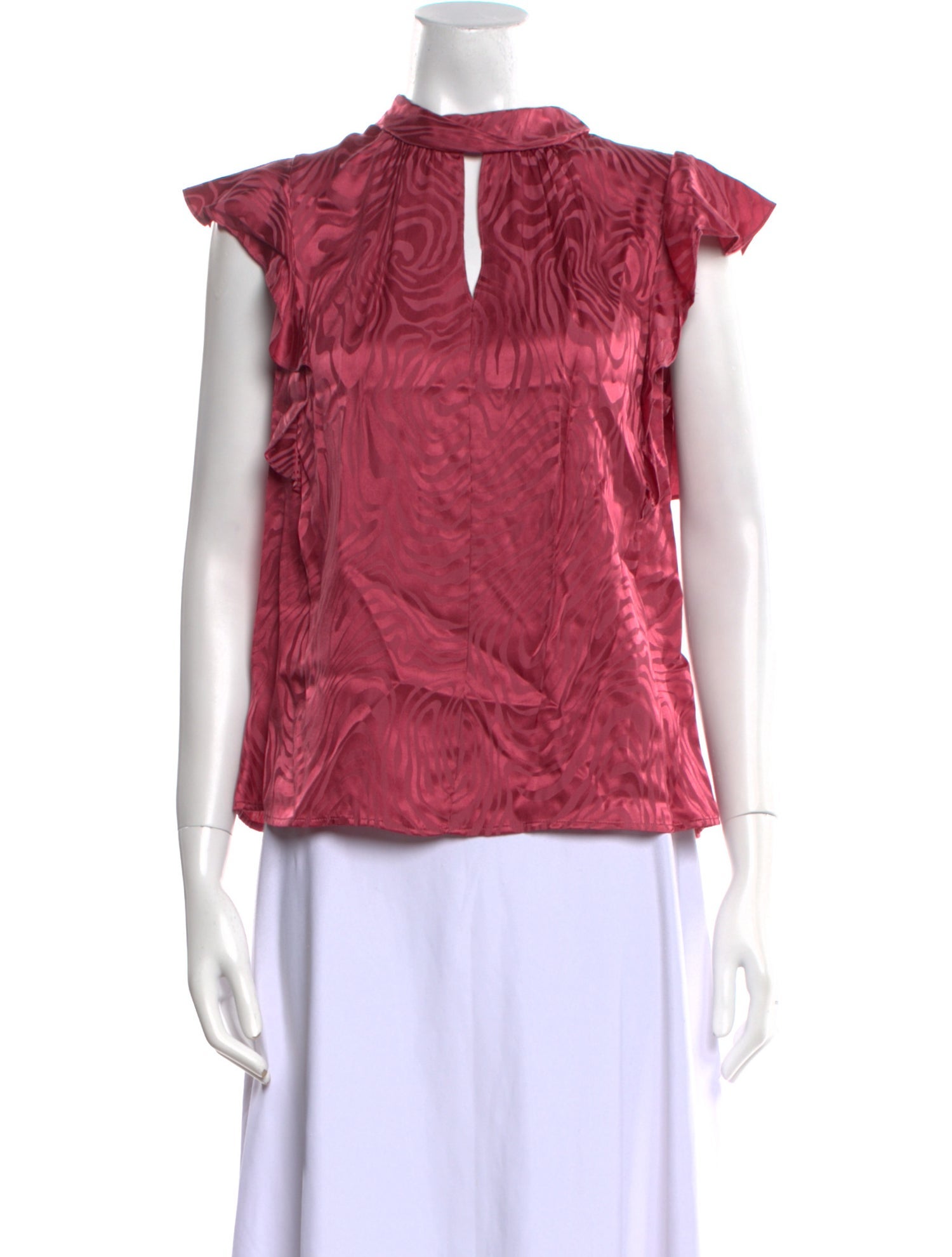 Rebecca Taylor Mock Neck Short Sleeve Blouse